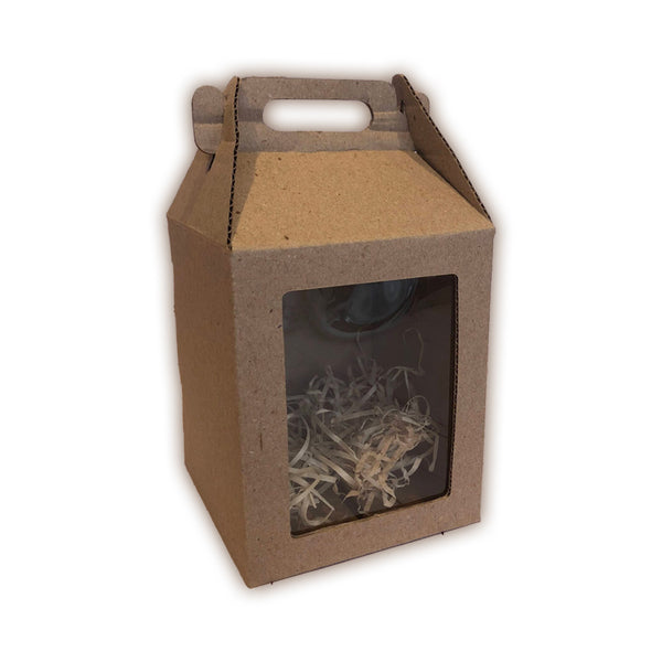 Caja FELIZ microcorrugada marrón - 9.5x9.5x12.5 cm