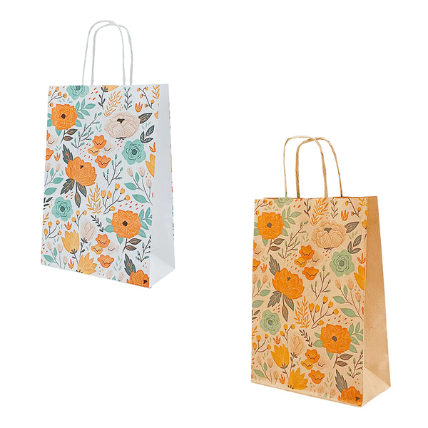 Bolsa Papel con diseño flores #1 - Pack x20