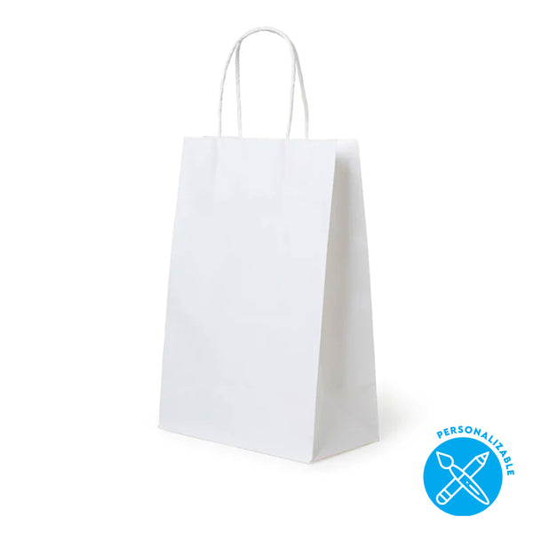 Bolsa de Papel Offset Blanca 15x22 (7 fuelle) cm con asa