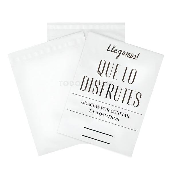 Bolsa envios ecommerce con FRASE y cierre adhesivo 30x40cm