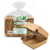 Box hambrugesa polipapel moca con tapa bisagra 10x12x6cm - Pack x50