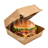 Box hambrugesa polipapel moca con tapa bisagra 10x12x6cm - Pack x50
