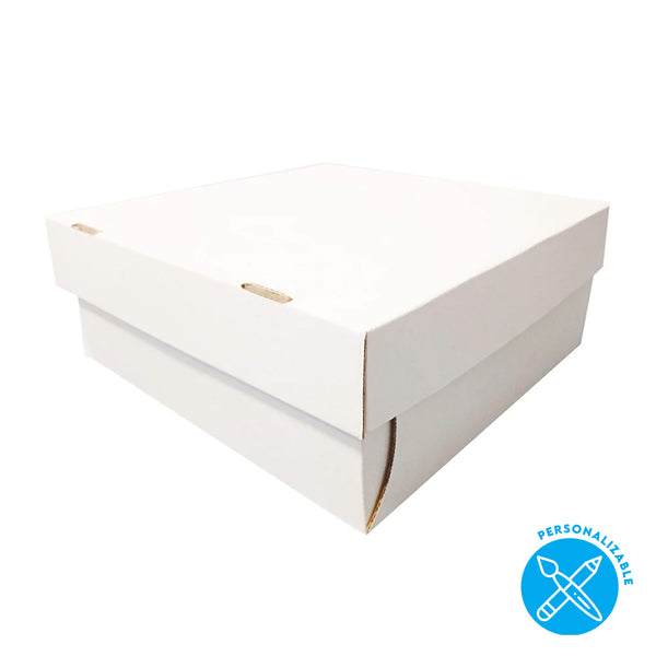Caja de cartón blanca PLUS con tapa separada | Tortas - Desayunos - Envíos