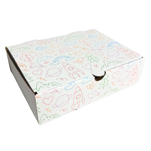 Caja INFANTIL microcorrugada Blanca 24x18x6,5 cm - Pack x25