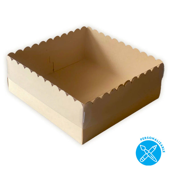 Caja PRAGA microcorrugada marrón con tapa PET - 2 medidas