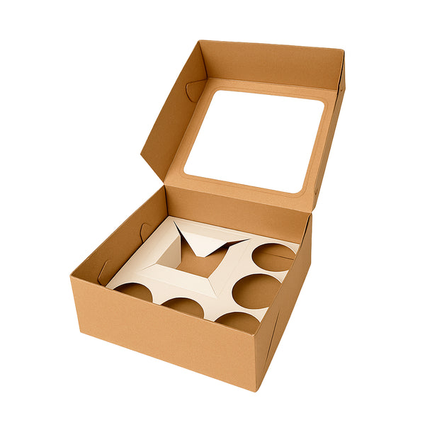 Caja BENTO microcorrugada marrón - 22x22x9 cm