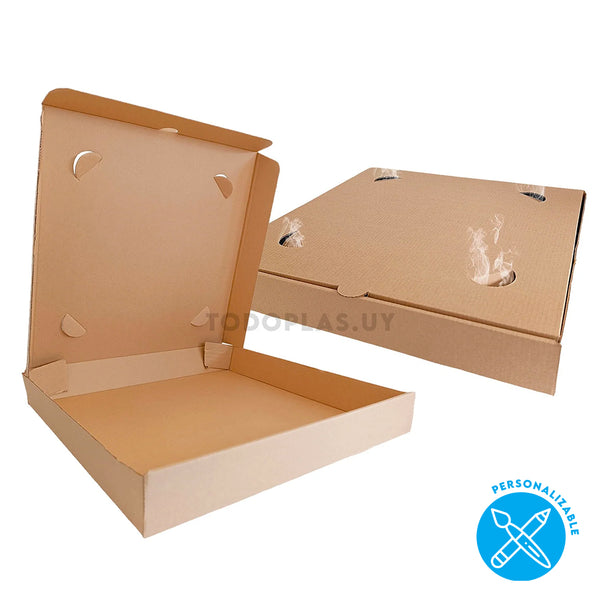 Caja de pizza marrón ventilada 32x32x4.5cm