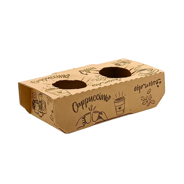 Porta vasos con 2 orificios - Diseño de café #1 - Pack x 10