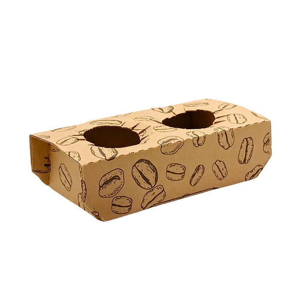 Porta vasos con 2 orificios - Diseño de café #2 - Pack x 10