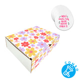 Combo Primavera #2 - Caja Blanca 24x18x6.5cm + Adhesivo circular - Pack x10