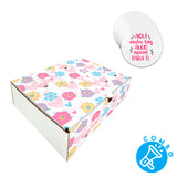Combo Primavera #1 - Caja Blanca 24x18x6.5cm + Adhesivo circular - Pack x10