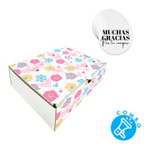 Combo Primavera #1 - Caja Blanca 24x18x6.5cm + Adhesivo circular - Pack x10