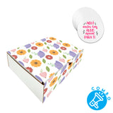Combo Primavera #3 - Caja Blanca 24x18x6.5cm + Adhesivo circular - Pack x10