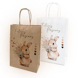 Bolsa Papel con diseño CONEJO Y FLORES - 4 medidas - Pack x20