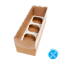 Caja CUPCAKE x3 microcorrugada marrón - 26x10x8 cm
