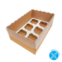 Caja CUPCAKE x6 microcorrugada marrón - 17.5x26.5x10cm