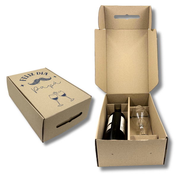 Caja de vino DOBLE - Día del Padre - 22x31,5x11cm