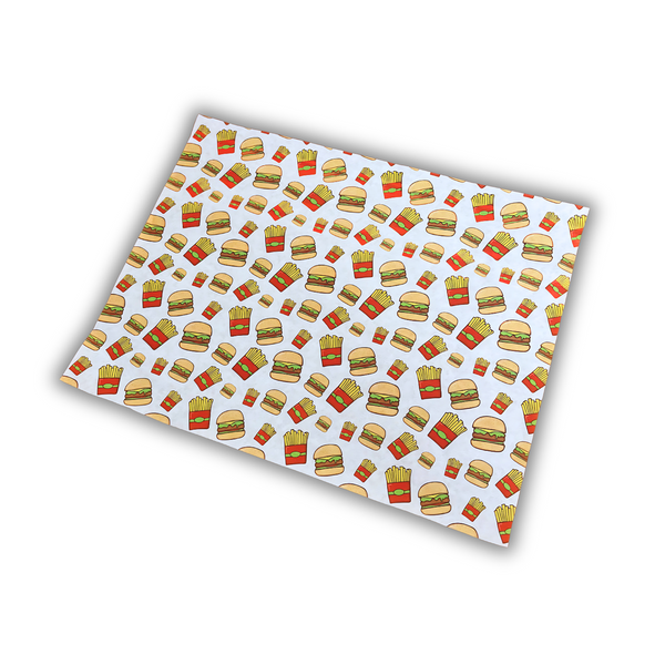 Hojas papel sulfito - Burger y fritas - 25X33 cm