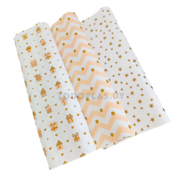 Papel de regalo en hojas - 50x70cm - 80grs - Pack x 10 hojas