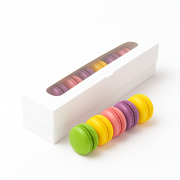 Caja con visor macarrones