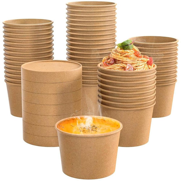 Contenedor Sopa de polipapel kraft con tapa 250/350/500/750ml - Pack x50