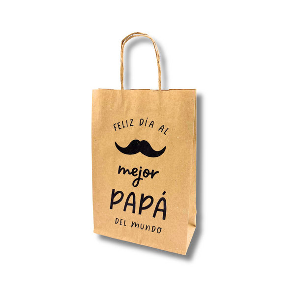 Bolsa Papel kraft con diseño Papá #1 - 4 medidas - Pack x25