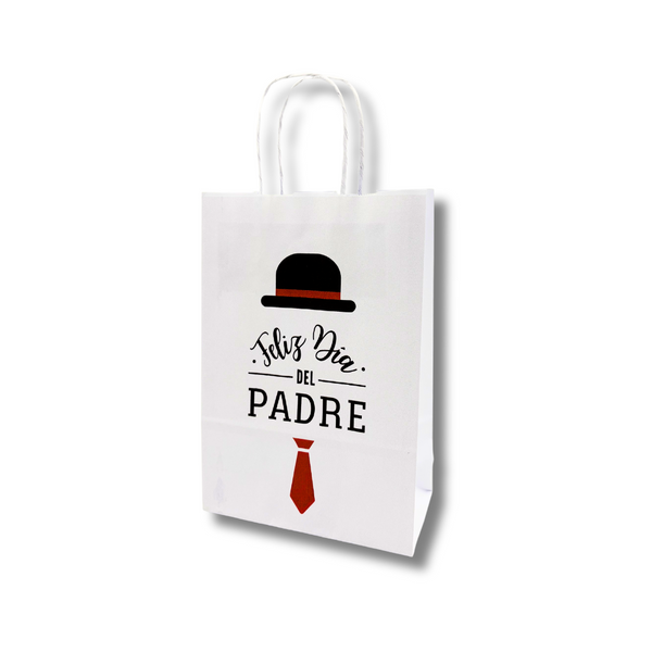 Bolsa Papel Blanca con diseño Papá #3 - 3 medidas - Pack x25