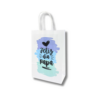 Bolsa Papel Blanca con diseño Papá #4 - 3 medidas - Pack x25