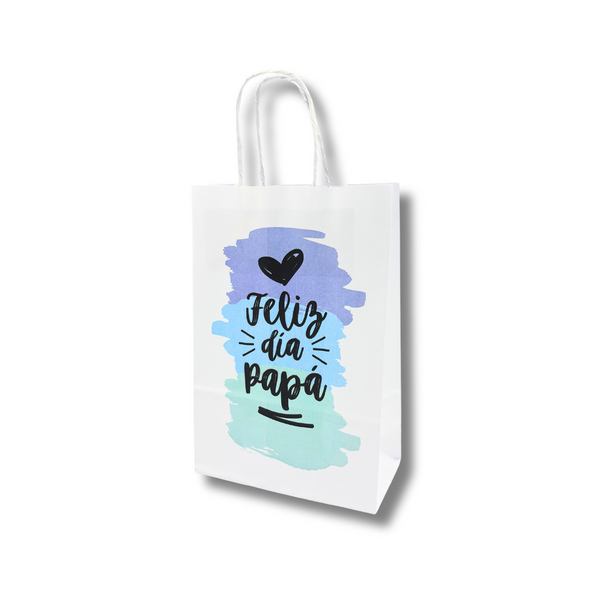 Bolsa Papel Blanca con diseño Papá #4 - 3 medidas - Pack x25
