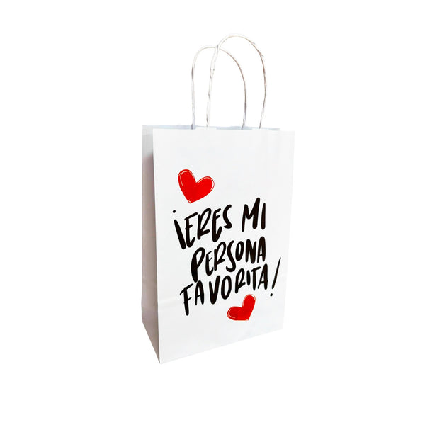 Bolsa Papel Blanca Mi Persona Favorita - 3 medidas - Pack x20