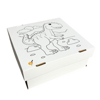 Caja Plus para colorear - DINOSAURIO  blanca - 2 medidas - Pack x10