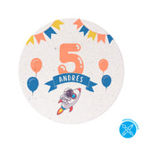 Posavasos Cumpleaños Infantiles - Nombre y Número Personalizado - Pack x20