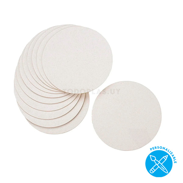 Posavaso redondo blanco de cartón reciclado 9.5cm - Pack x50