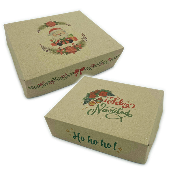 Caja MASA 1 y 1/2 Kg microcorrugada marrón - Diseño Navidad