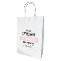 Bolsa Papel Blanca con diseño AMIGA #3 - 3 medidas - Pack x25
