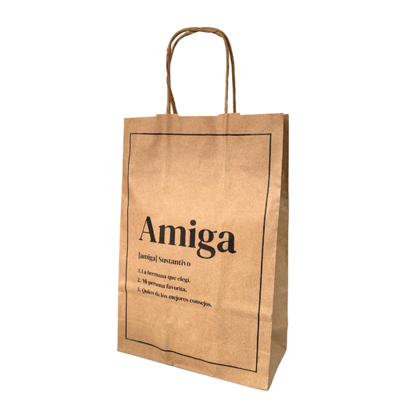 Bolsa Papel kraft con diseño AMIGA #2 - 4 medidas - Pack x25