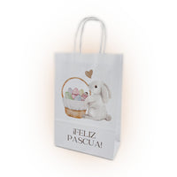 Bolsa Papel con diseño CONEJO Y CANASTA - 4 medidas - Pack x20