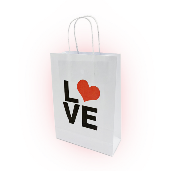 Bolsa Papel Blanca con diseño LOVE - 2 medidas - Pack x20