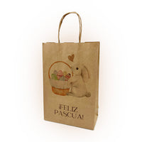 Bolsa Papel con diseño CONEJO Y CANASTA - 4 medidas - Pack x20