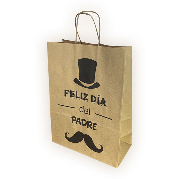 Bolsa de papel 26x35 marrón - Día del Padre Sombrero - Pack x20