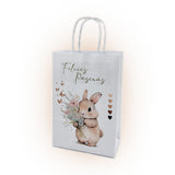 Bolsa Papel con diseño CONEJO Y FLORES - 4 medidas - Pack x20