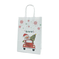 Bolsa Papel Blanca con diseño Papa Noel Auto - 3 medidas