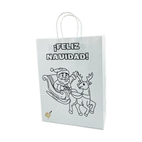 Bolsa Papel Blanca con diseño Papa Noel para colorear - 2 medidas