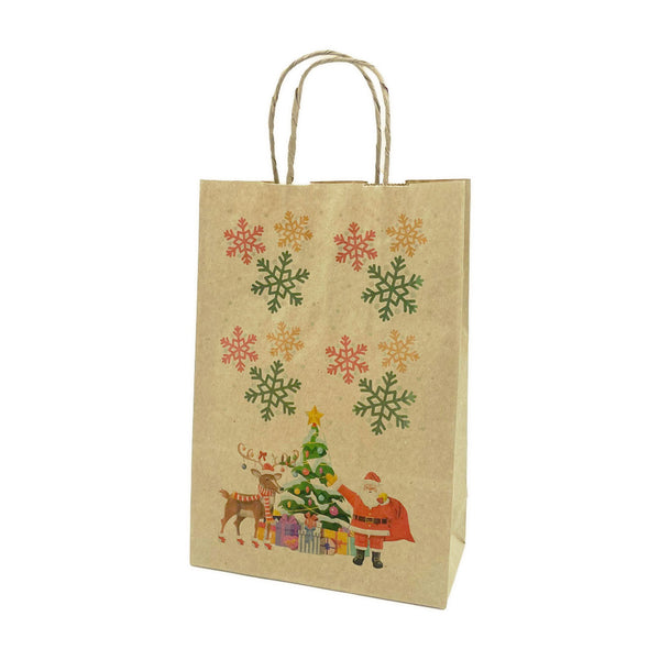 Bolsa Papel kraft con diseño Papa Noel y arbolito - 4 medidas