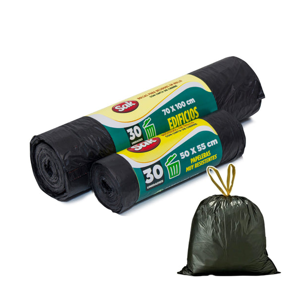 Bolsas para residuos con cierre 50x55/70x100cm SAK - Rollo x30 bolsas