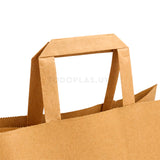 Bolsa de papel kraft marrón con asa PLANA 28x30cm (15cm fuelle)