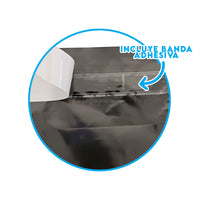 Bolsa envios ecommerce negra con FRASE y cierre adhesivo 30x40cm