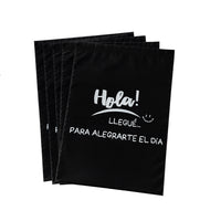 Bolsa envios ecommerce negra con FRASE y cierre adhesivo 30x40cm