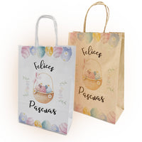 Bolsa Papel con diseño CANASTA CON MOÑA - 4 medidas - Pack x20