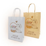 Bolsa Papel con diseño CONEJO Y CANASTA - 4 medidas - Pack x20